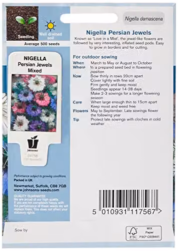 Johnsons Nigella Persian Jewels Multicolour Mixed Ornamental Flower Seeds – 2