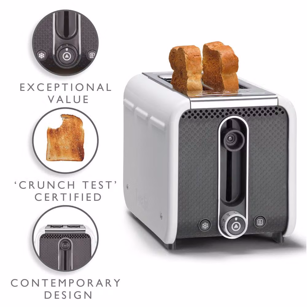 Dualit Studio 2 Slot Stainless Steel Toaster in White – 2