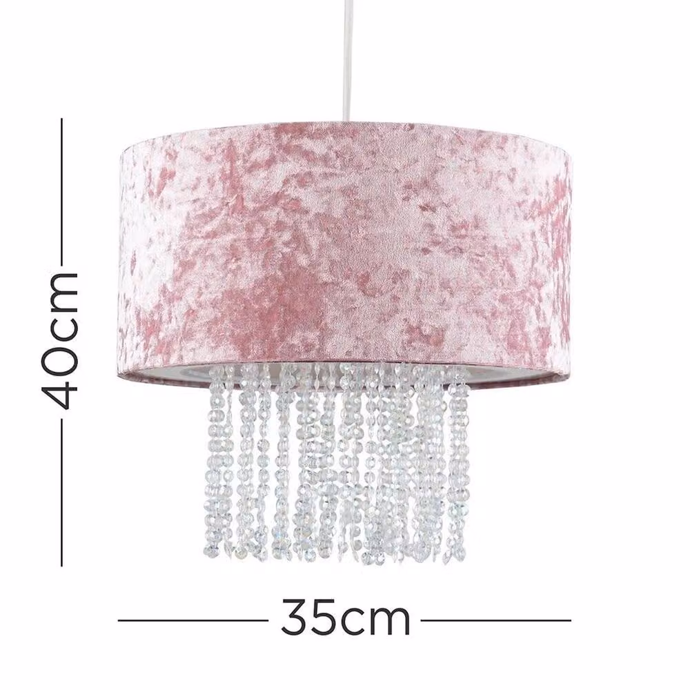 SPETLEK Pink Fabric Cylinder Ceiling Light Shade with LED Bulb, W: 40 cm, D: 35 cm, H: 40 cm – 2