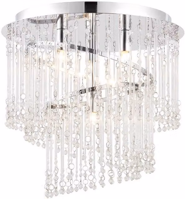 Netlighting Camille 4 Light Spiral Flush Ceiling Light in Chrome and Grey with Transparent Glass and G9 Base