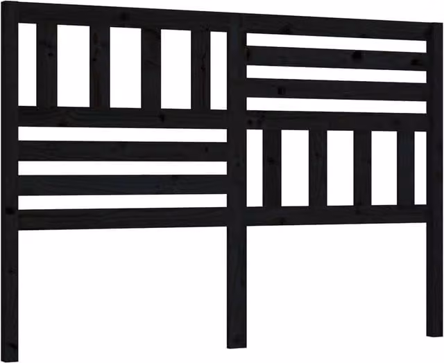 Berkfield Home Black Rustic Solid Pine Wood Bed Headboard W/D/H: 126 x 4 x 100 cm