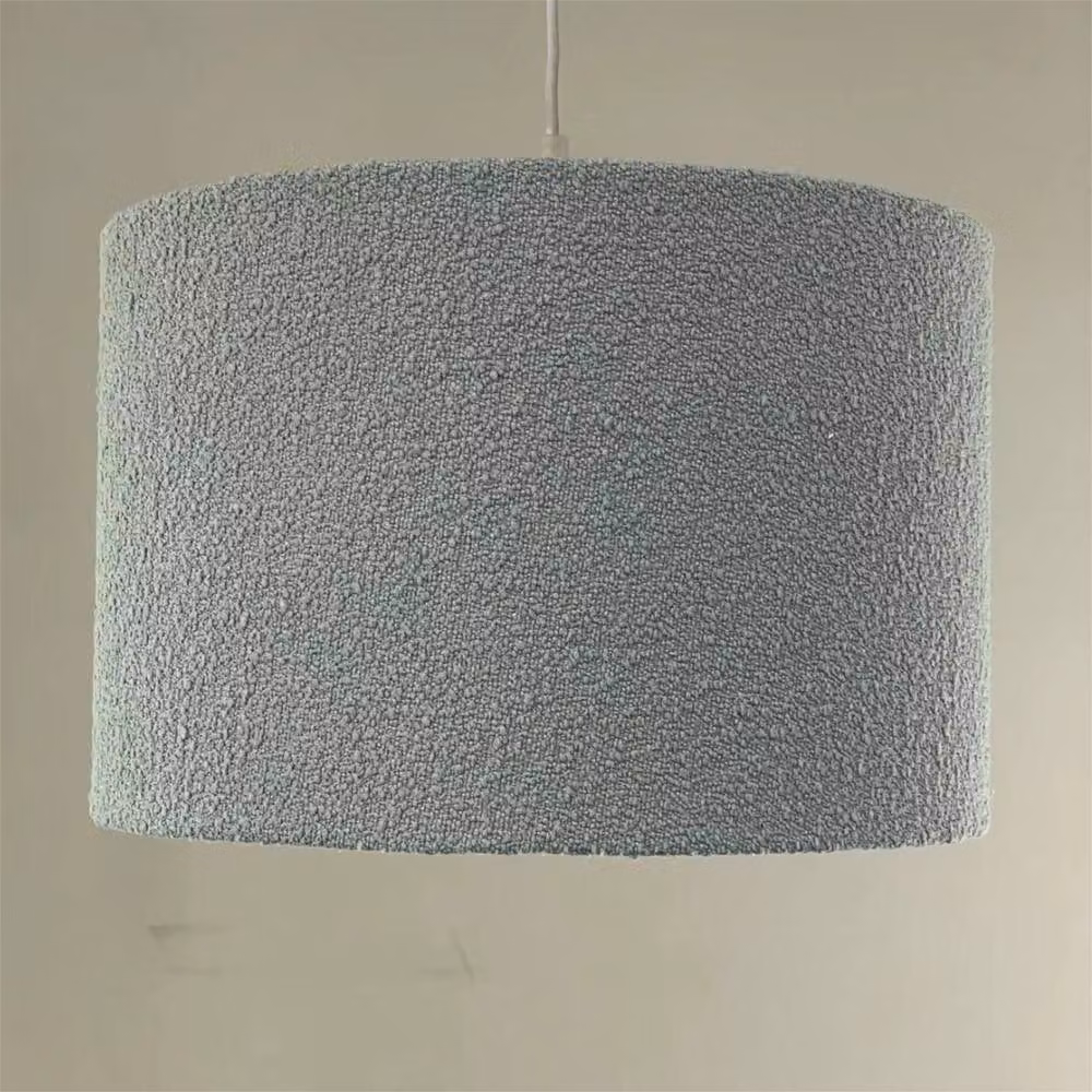 First Choice Lighting Set of 2 Blue Boucle Fabric Easy Fit Pendant Lampshades, Diameter: 30 cm – 2