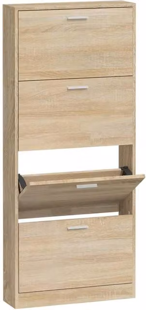 Berkfield Home Oak Shoe Cabinet in Beige, W/D/H: 59 x 17 x 150 cm