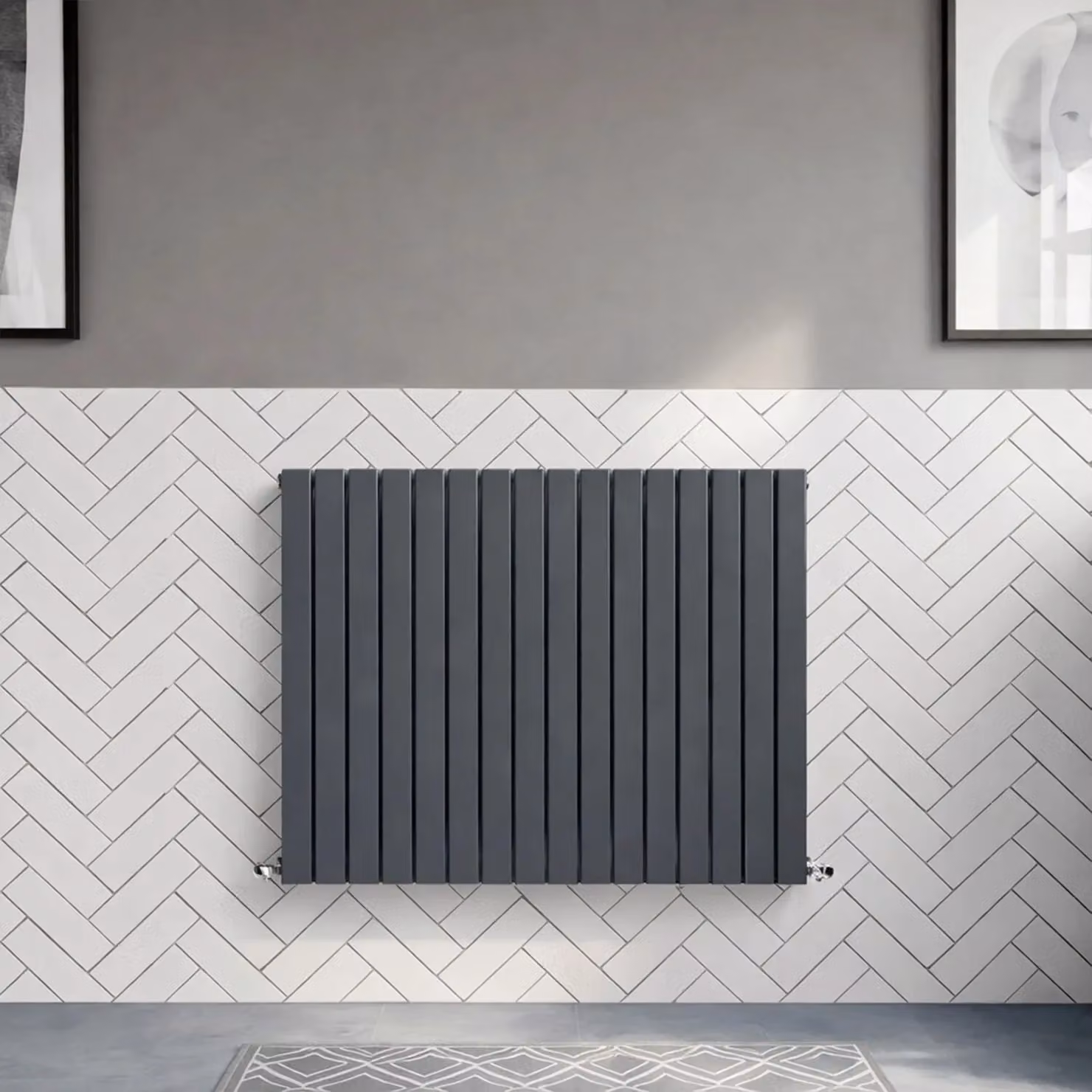 Balterley Lucia Square Horizontal Double Panel Radiator, Anthracite Grey, W: 99.2 cm, H: 60 cm – 5