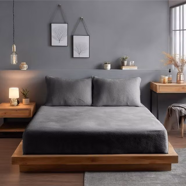 Snug City Silver Teddy Fleece Extra Deep Fitted Sheet, Single, W/D/H: 90 x 190 x 30 cm