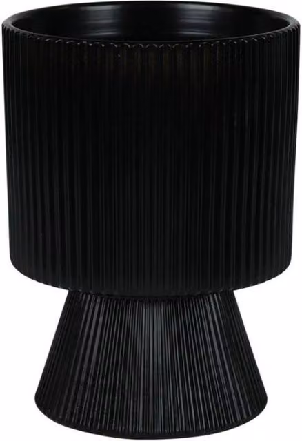 KDMD Hortus Oslo Ceramic Tabletop Pot, Black, W: 16 cm, D: 16 cm, H: 22.5 cm