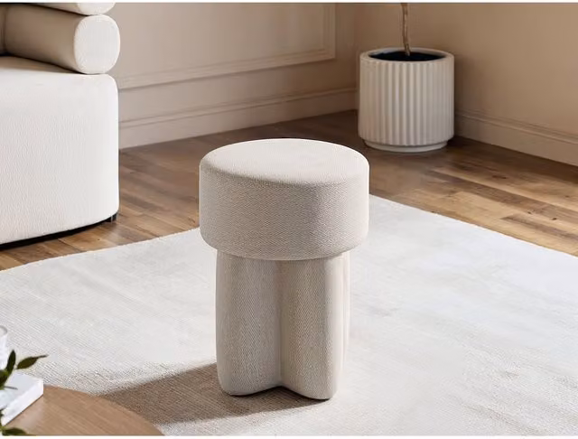 Solace+Co Astrid Fabric Pouffe in Beige – 1