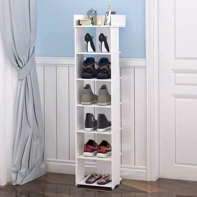 FLAVORA 7-Tier Tall Wooden Shoe Rack in White, Width: 50 cm – 1