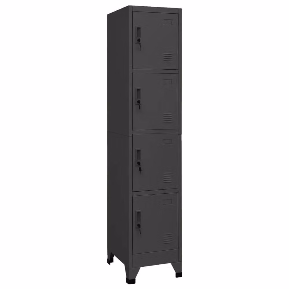 Berkfield Home Anthracite Wall Mounted Metal Locker Cabinet with Hinged Doors and Lock, W/D/H: 38 x 45 x 180 cm – 2