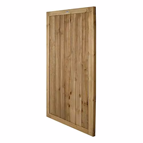 Forest Garden Pressure Treated Featheredge Wood Gate in Brown and Gold, Height: 180 cm