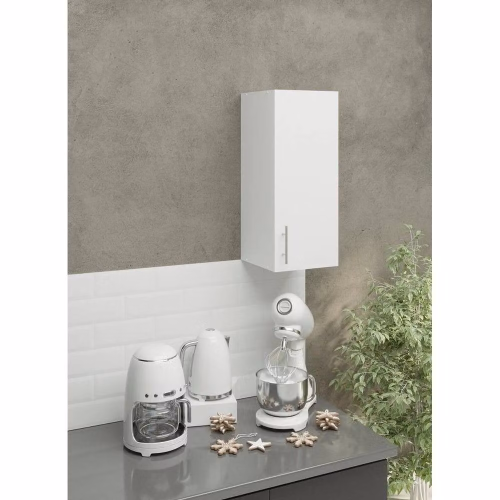 SPETLEK Modern White Kitchen Wall Unit Storage Cabinet with Hinged Doors and Internal Shelves – 1