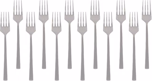 Argon Tableware Coated Stainless Steel Cake Forks in Silver and Black, Pack of 12