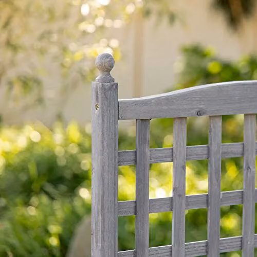 Outsunny Wooden Raised Garden Bed with Trellis, Grey, W/D/H: 64 x 28 x 120 cm – 6