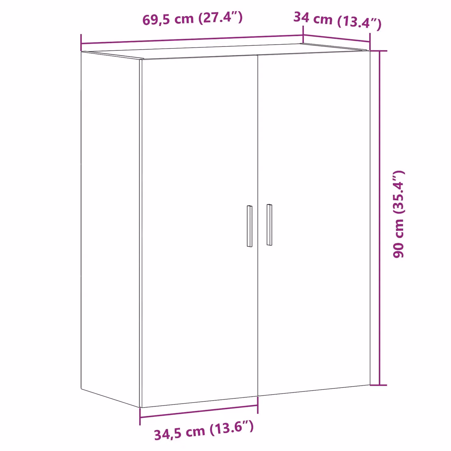 Berkfield Home Wall Mounted Cabinet in Black Oak, W: 69.5 cm, D: 34 cm, H: 90 cm – 7