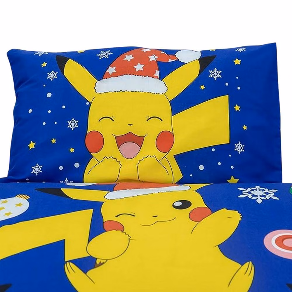 Pokemon Christmas Reversible Duvet Cover and Pillowcase Set in Blue, W: 90 cm, L: 200 cm – 4