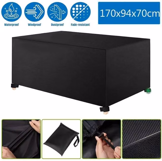 FLAVORA XL Heavy Duty Waterproof Garden Patio Furniture Cover, Black, W: 100 cm, D: 15 cm
