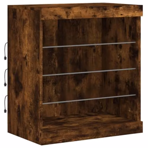 vidaXL Modern Sideboard with Integrated LED Lights in Smoked Oak, Brown, W/D/H: 60.5 x 37 x 67 cm – 1