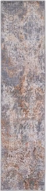 The Rug House Metallic Abstract Washable Rug, Grey, W: 240 cm, D: 60 cm