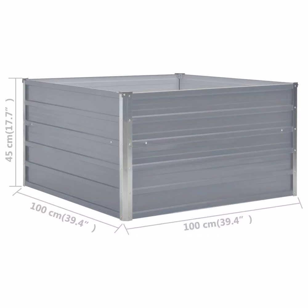 Berkfield Home Raised Garden Bed in Grey Galvanised Steel, W/D/H: 100 x 100 x 45 cm – 3