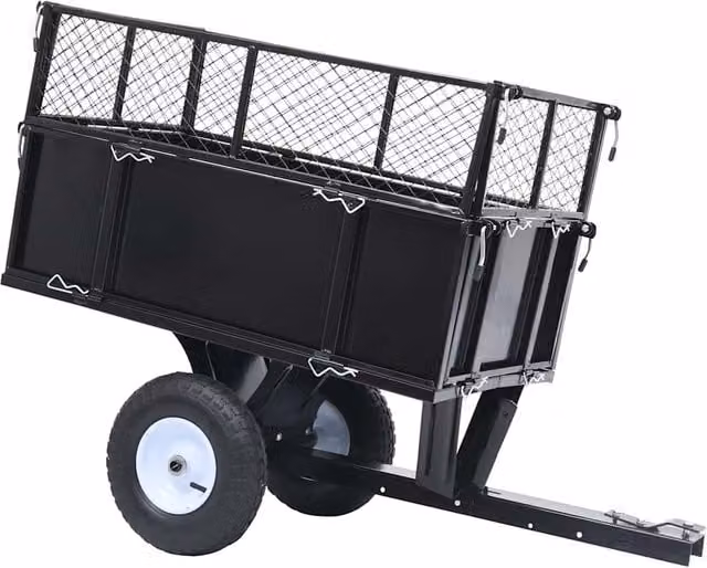 Berkfield Home Tipping Trailer for Lawn Mower, 150 kg Load Capacity, Black and Multicolour