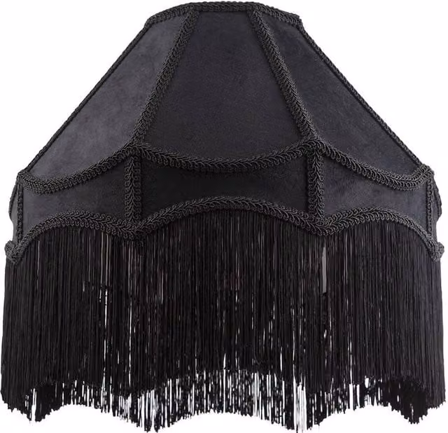 Happy Homewares Traditional Victorian Empire Soft Velvet Lamp Shade with Tassels in Black, Diameter: 40.64 cm – 1