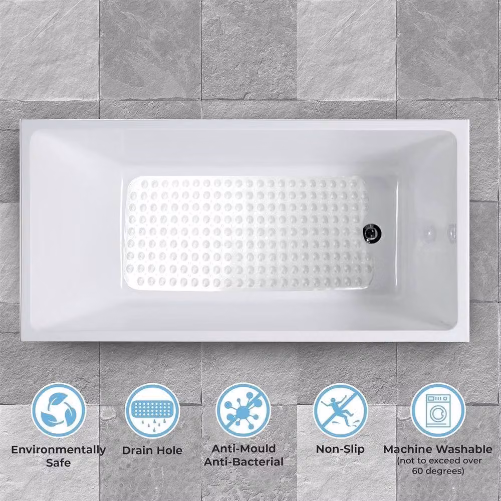 Top 3 Non-Slip Rectangular Bath Shower Mat with Suction Cups, White, W: 100 cm, D: 40 cm – 2