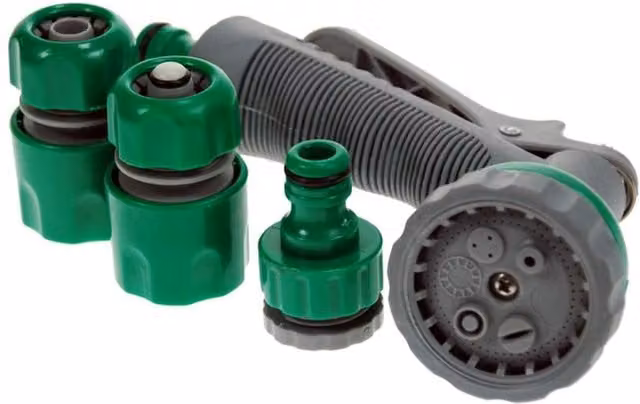 Samuel Alexander 6 Pattern Garden Hose Pipe Spray Gun Set with Fittings, Green