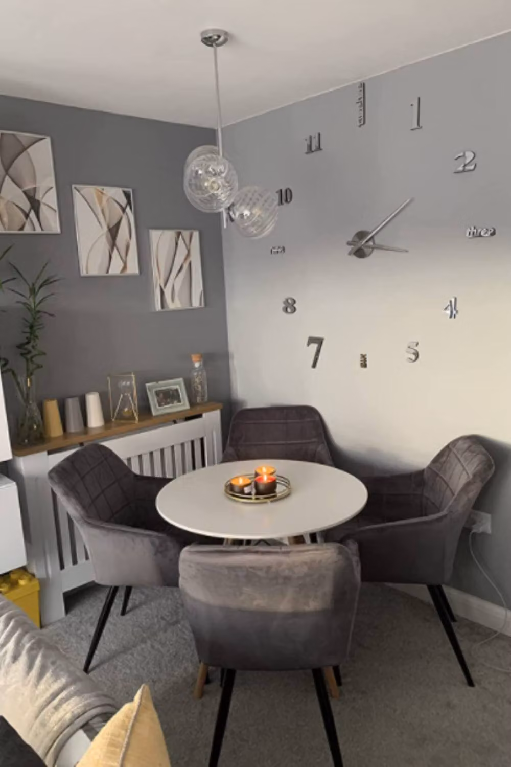 Life Interiors Camden Modern Velvet Dining Chair with Armrests and Black Metal Legs in Dark Grey – 6