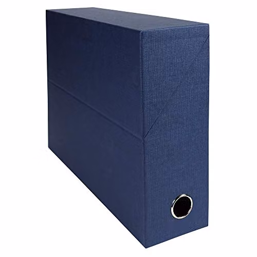 Exacompta Transfer Box A4 Linen-Effect Paper Document Box in Dark Blue, Spine Width: 9 cm – 1