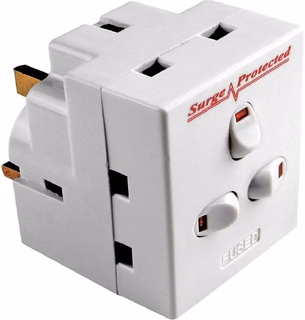 ShaniTech 3 Way Gang Surge Protected Extension Lead, White