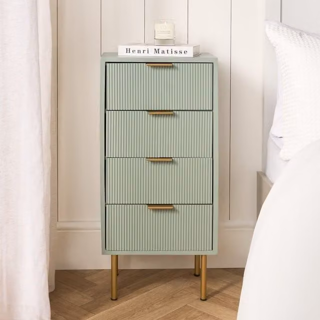 OHS Ribbed 4-Drawer Engineered Wood Storage Cabinet in Pale Green – 1