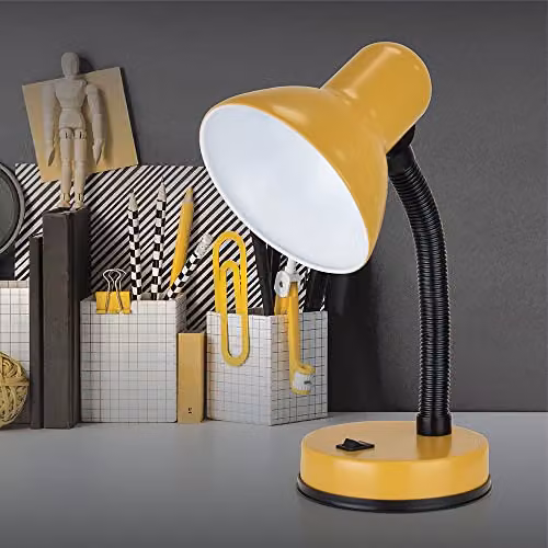 LLOYTRON Classic Metal Flexi Desk Lamp in Yellow, Height: 34 cm – 2
