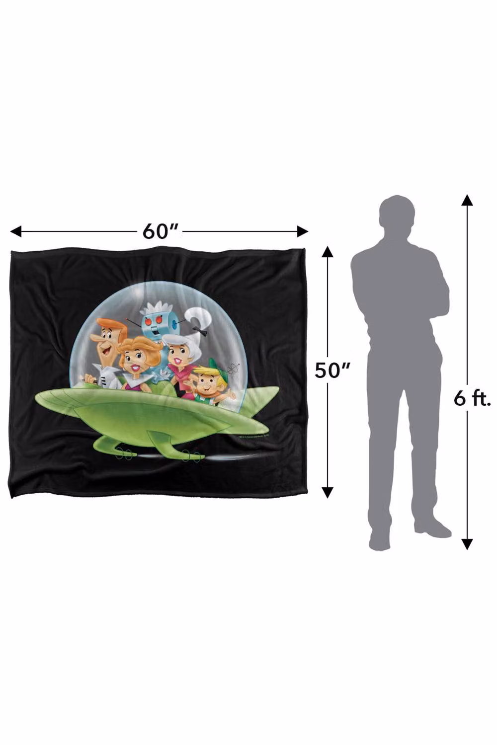 Warner Bros. The Jetsons Family Cruising Super Soft Fluffy Polyester Throw Blanket, Multicolour, Extra Large – 3