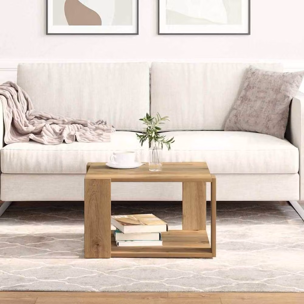 Berkfield Home Artisan Oak Coffee Table in Brown, W/D/H: 51.5 x 51.5 x 30 cm – 2