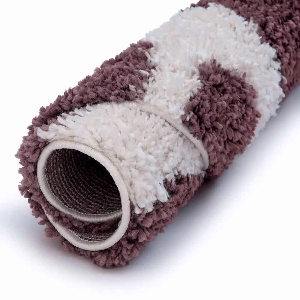 THE RUGS Moodi Pebble Design Shaggy Soft High Pile Living Room Rug in Purple, W/D/H: 120 x 170 cm – 10