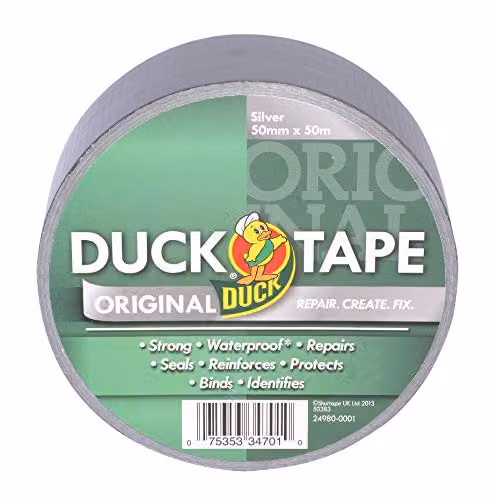 Duck Tape Original Silver High Strength Waterproof Cloth Duct Repair Tape, Width: 50 mm, Length: 50 m – 1