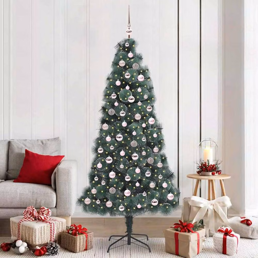 Berkfield Home Elegant Pre-lit Artificial Christmas Tree with Ball Set, Green, Height: 210 cm – 2