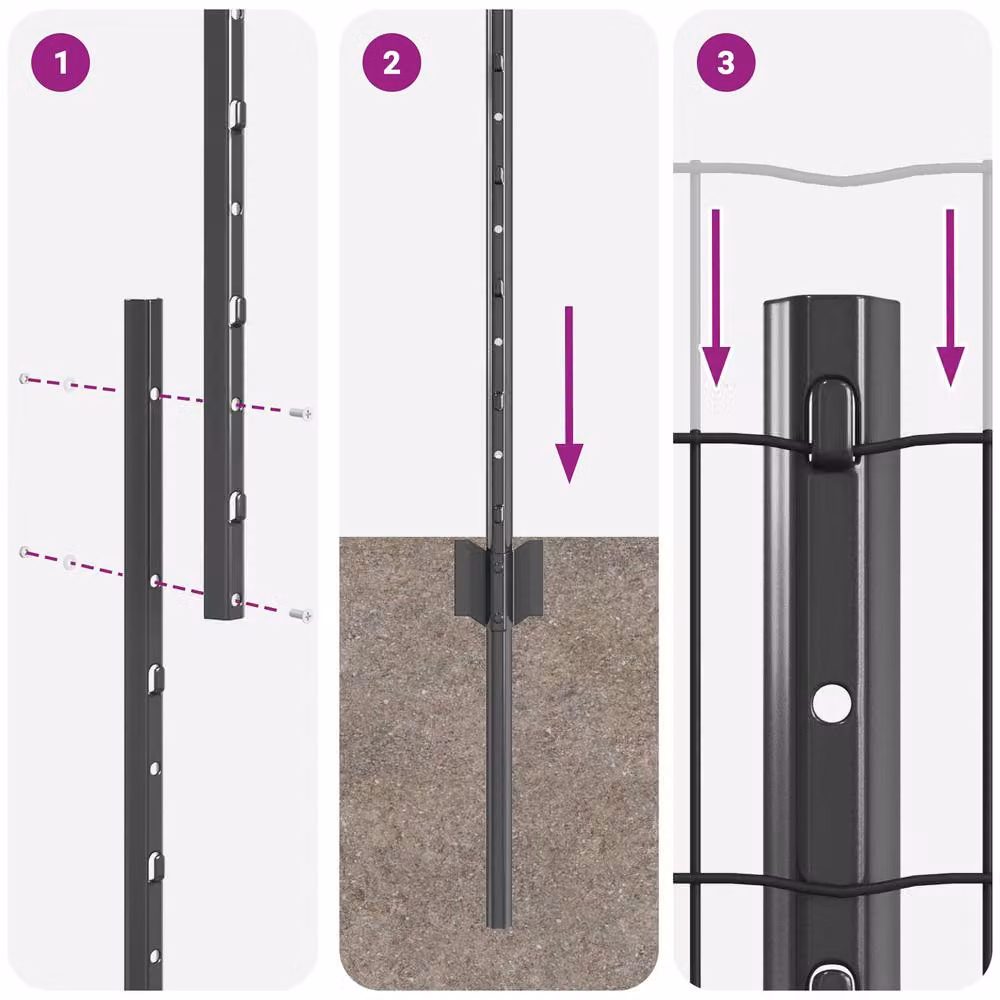 Berkfield Home Euro Fence Steel U-Profile with 10 U Posts, Grey, W: 10 m, H: 1 m – 4