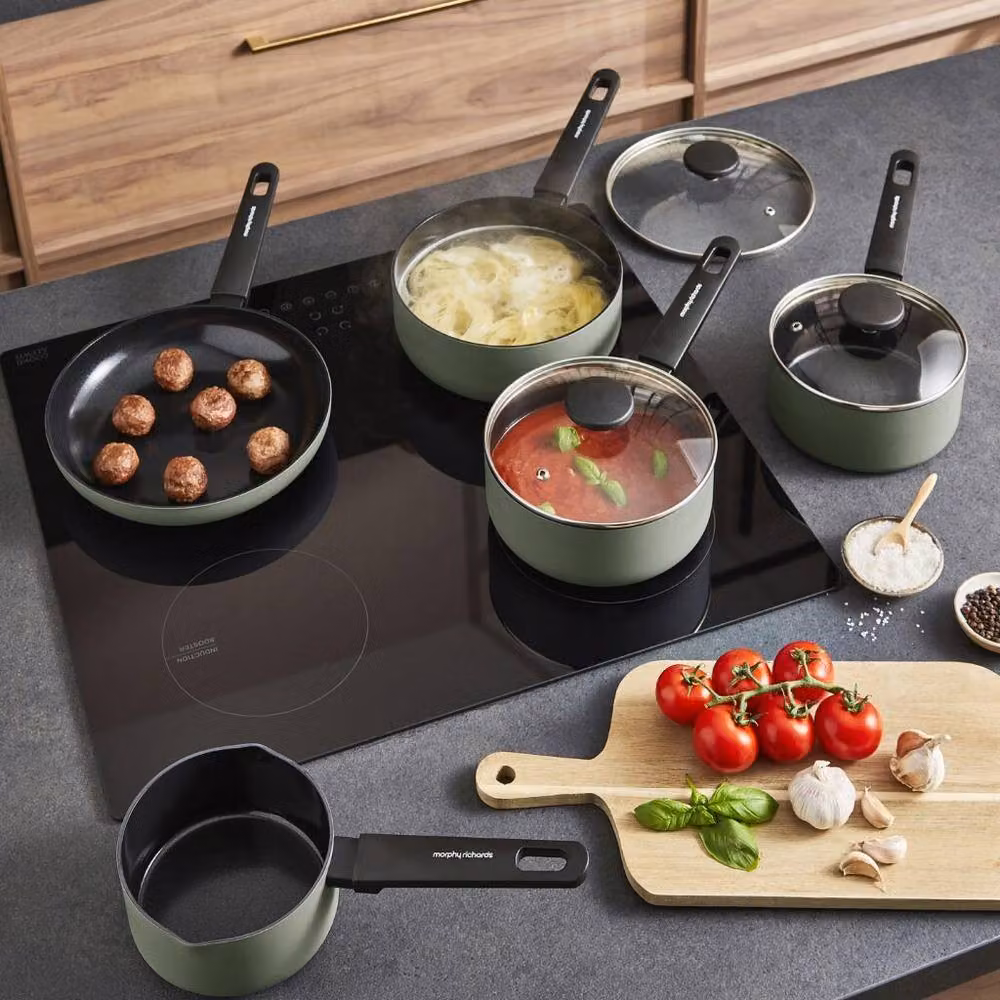 Morphy Richards 5-Piece Green Aluminium and Ceramic Saucepan and Frying Pan Set – 4