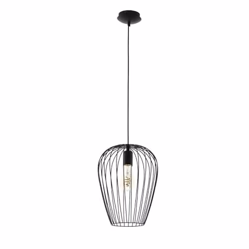 Eglo Newtown Retro Metal Pendant Lamp, Black Suspended Ceiling Light – 1