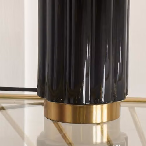 Pacific Lifestyle Art Deco Ceramic Ombre Black Table Lamp with Fabric Shade – 5