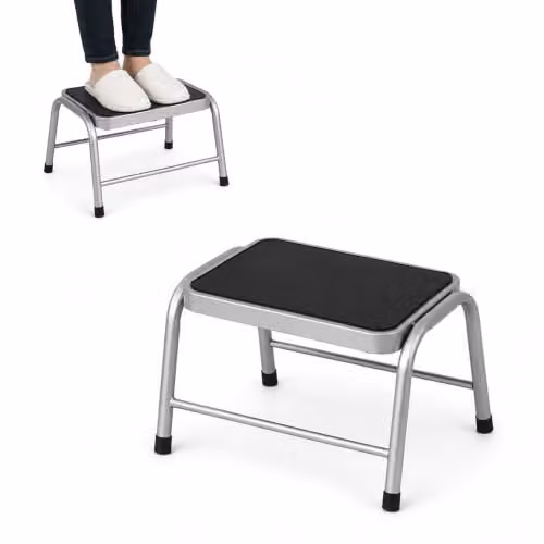 Orsina Silver Rubber Step Stool with Non-Slip Surface, H 43.0 x W 35.0 x D 25.0 cm – 1