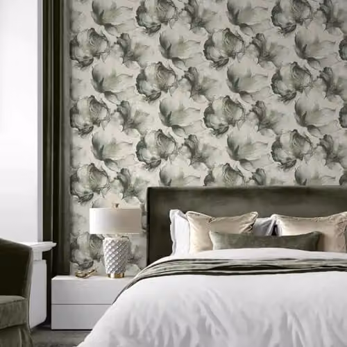 Muriva Elysian Floral Abstract Botanical Wallpaper in Green and Gold – 3