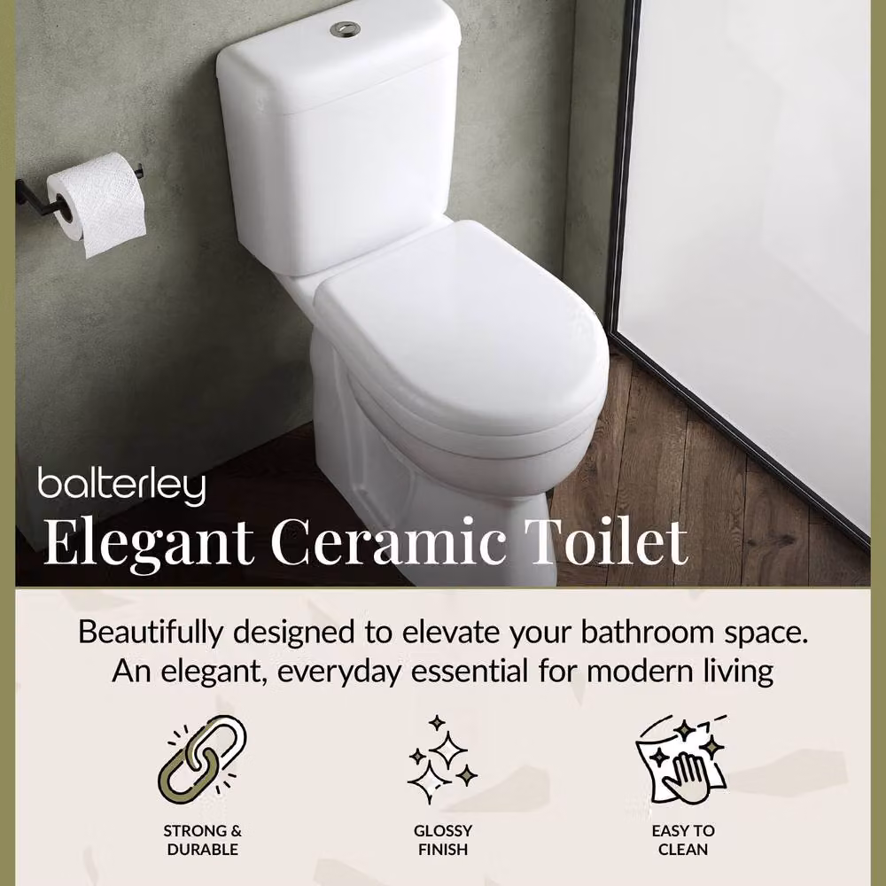 DocM Balterley Close-Coupled Comfort Height Toilet Pan, Cistern and Soft Close Seat, White – 3