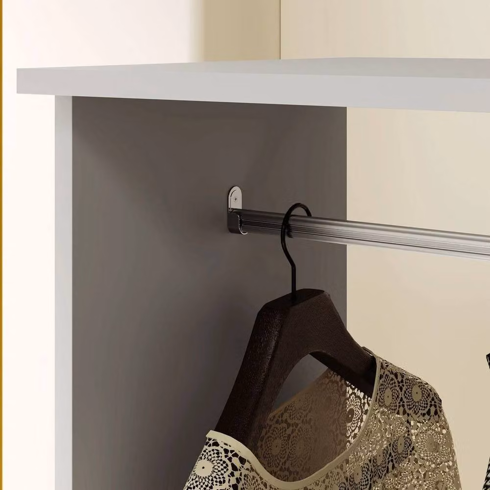 FORGEVIO Rolling Open Wardrobe with Hanging Rail and Storage Shelves in Matt Grey, W/D/H: 80 x 40 x 128 cm – 5