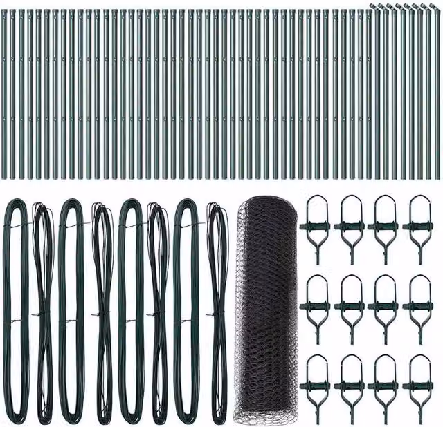 Berkfield Home Hexagon Steel Fence in Dark Green and Grey, 0.6 x 100 m