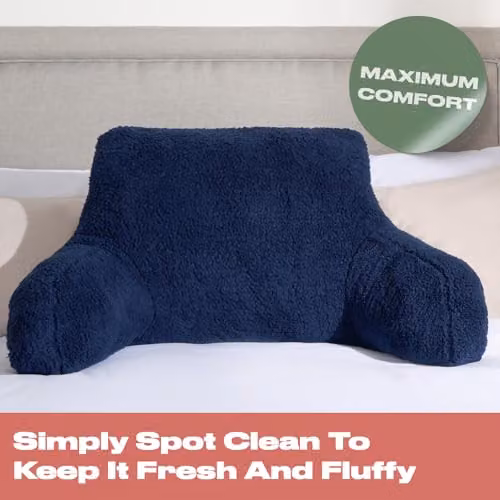 OHS Teddy Fleece Reading Cushion for Adults in Blue, W/D/H: 100 x 60 x 40 cm – 3