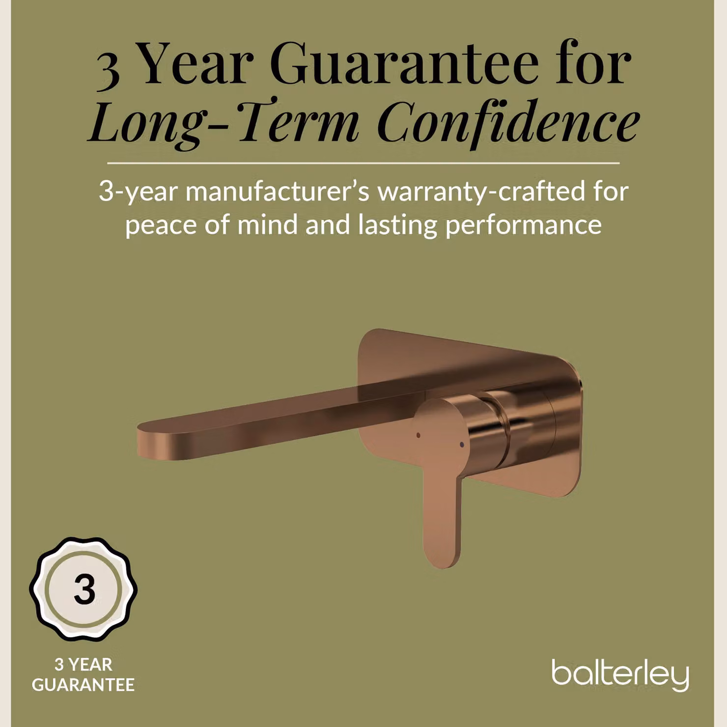 Balterley Pride Round Wall Mount 2 Handle Basin Mixer Tap with Back Plate in Brushed Bronze Brown – 3