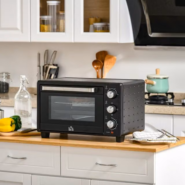 HOMCOM 21L Mini Electric Convection Countertop Oven with Timer, Black