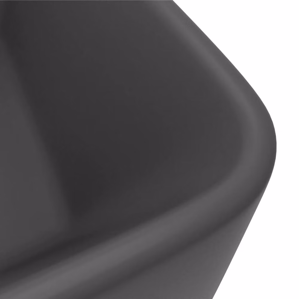 Berkfield Home Luxury Ceramic Countertop Wash Basin in Matt Dark Grey, W: 41 cm, D: 30 cm, H: 12 cm – 4